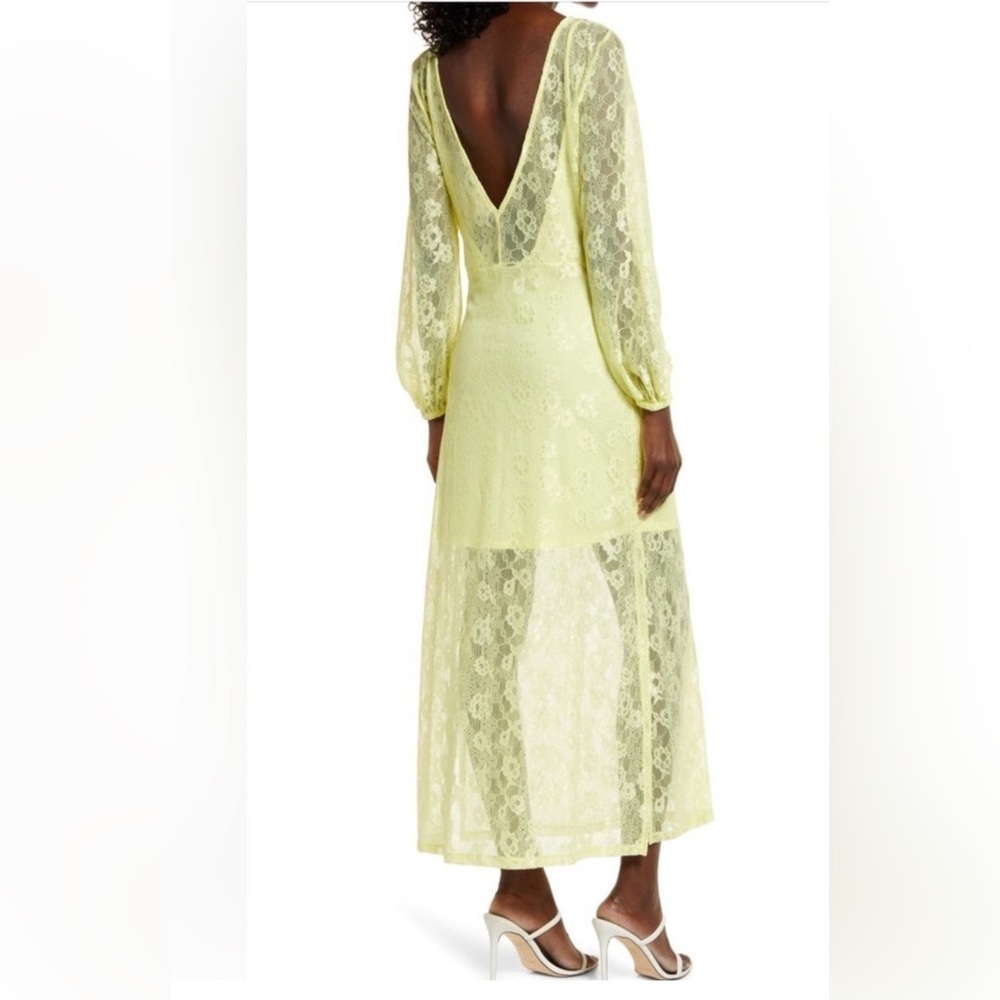 NORDSTROM Elegant Yellow Lace Maxi Dress - Picture 2 of 5